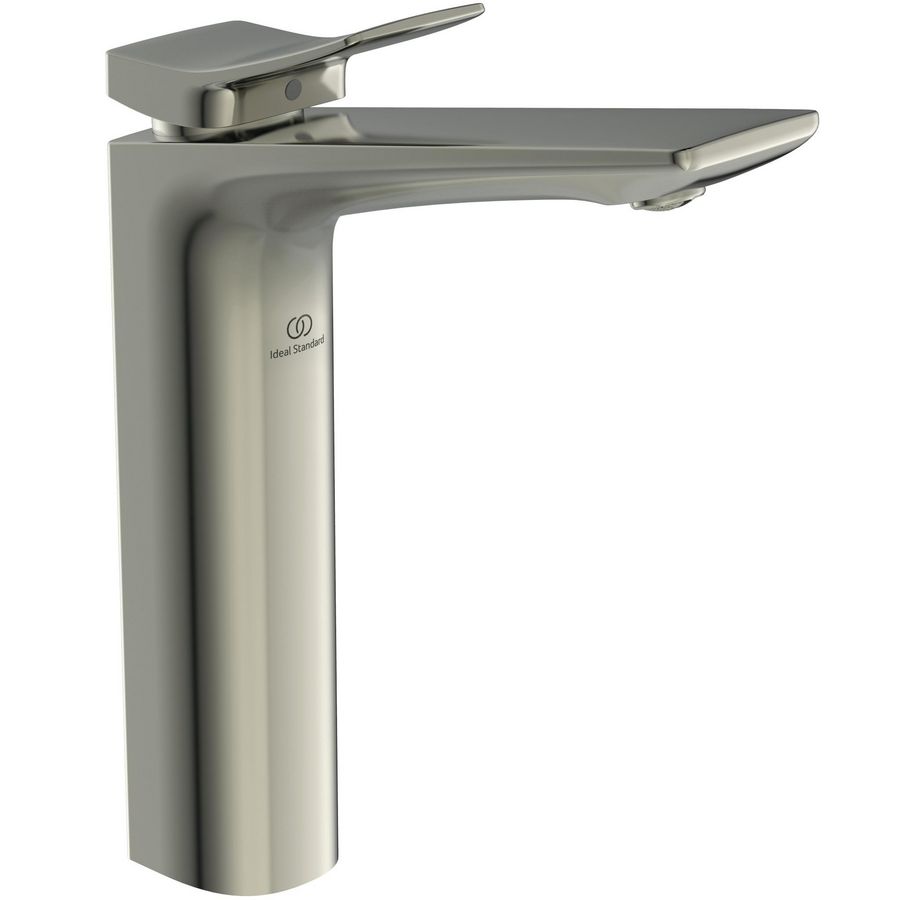 Conca verhoogde wastafelmengkraan met waste silver storm (rvs look)
