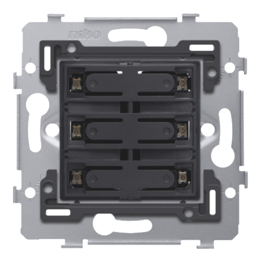 Sokkel 6-voudige pot.vrije drukknop 24V N.O. blauwe led