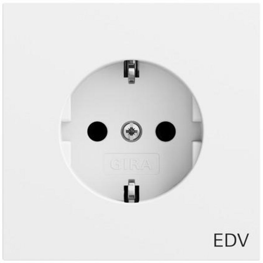 wandcontactdoos met randaarde opdr.EDV System 70 zuiver wit m(gel.)