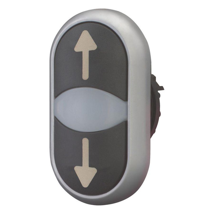 Dubb.drukknop+sign.lamp zwart/wit/zwart symb.pijl ti.