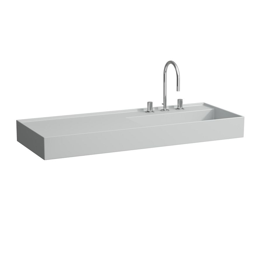Wastafel afleg links met verborgen afvoer Grijze mat H8133337591111