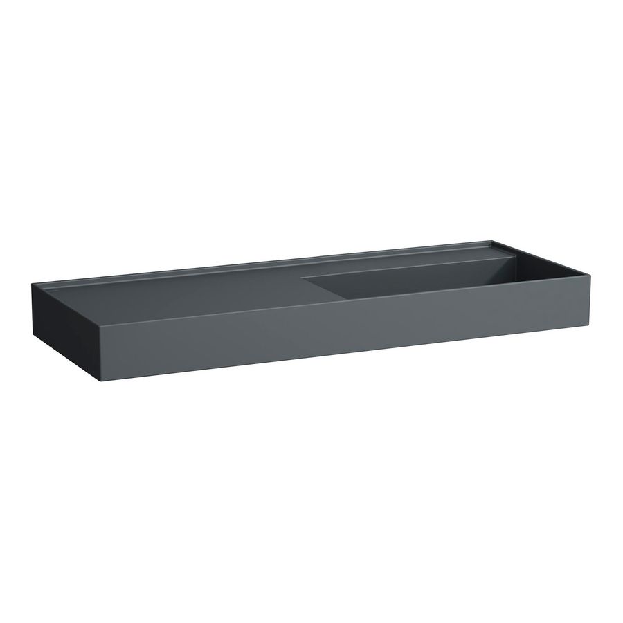 Wastafel afleg links met verborgen afvoer Graphite matt