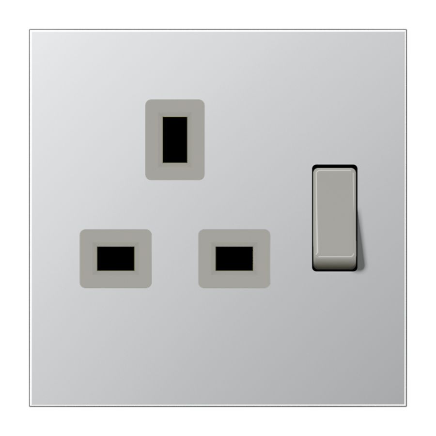 Wandcontactdoos aluminium Brit.St.afschakelaar LS