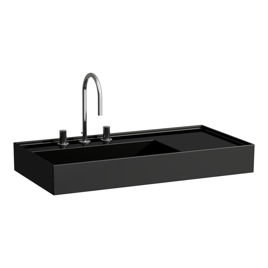 Wastafel Kartell afleg rechts 900x460mm glanzend zwart