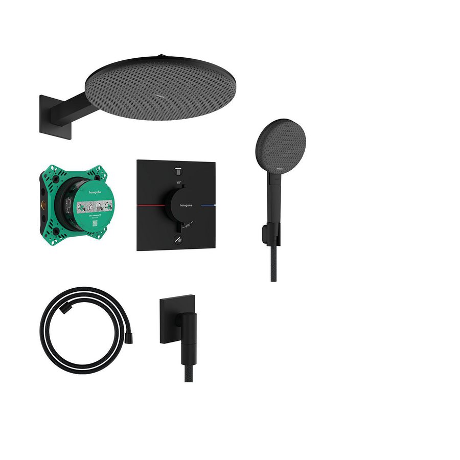 ShowerSet 300 1 straalsoort thermostaat inbouwd. Raindance Alive S mat zwart