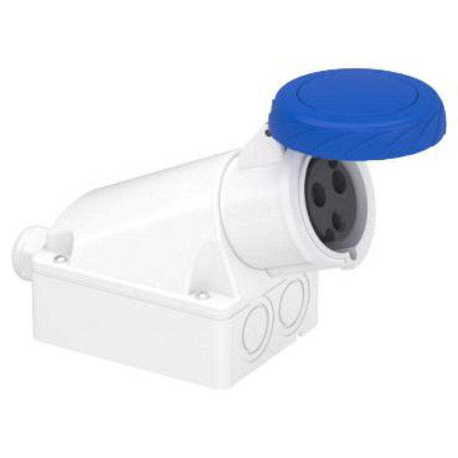 Wandcontactdoos Gehoekt 2P+A 32A 200-250V AC 6h PratiKa