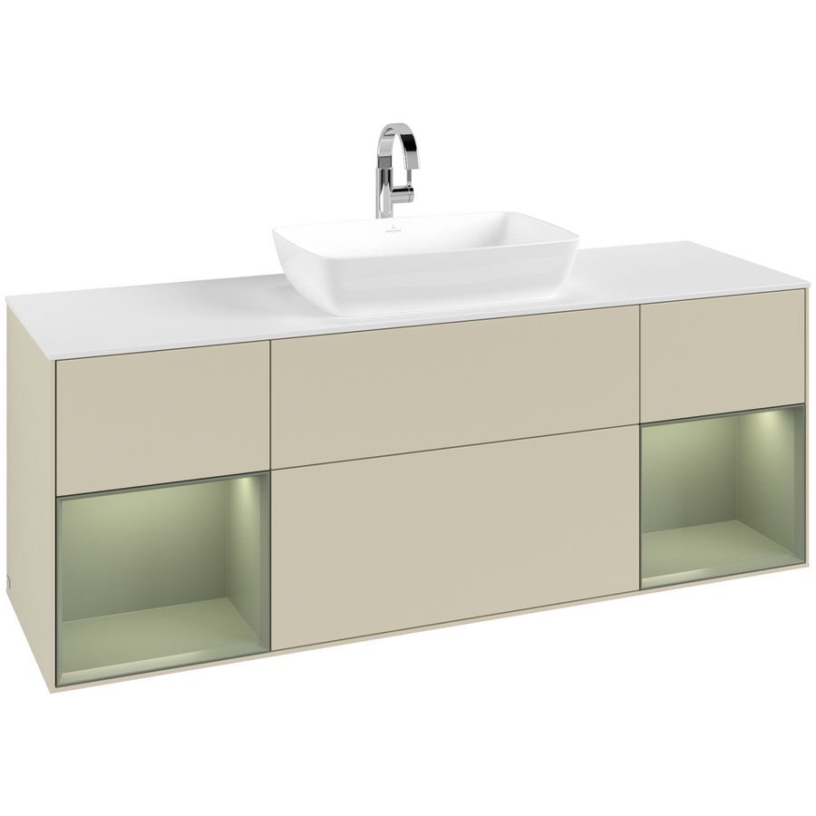 Wastafelonderkast Finion 1600x603x501mm S.Grey Matt Lacquer F861GMHJ
