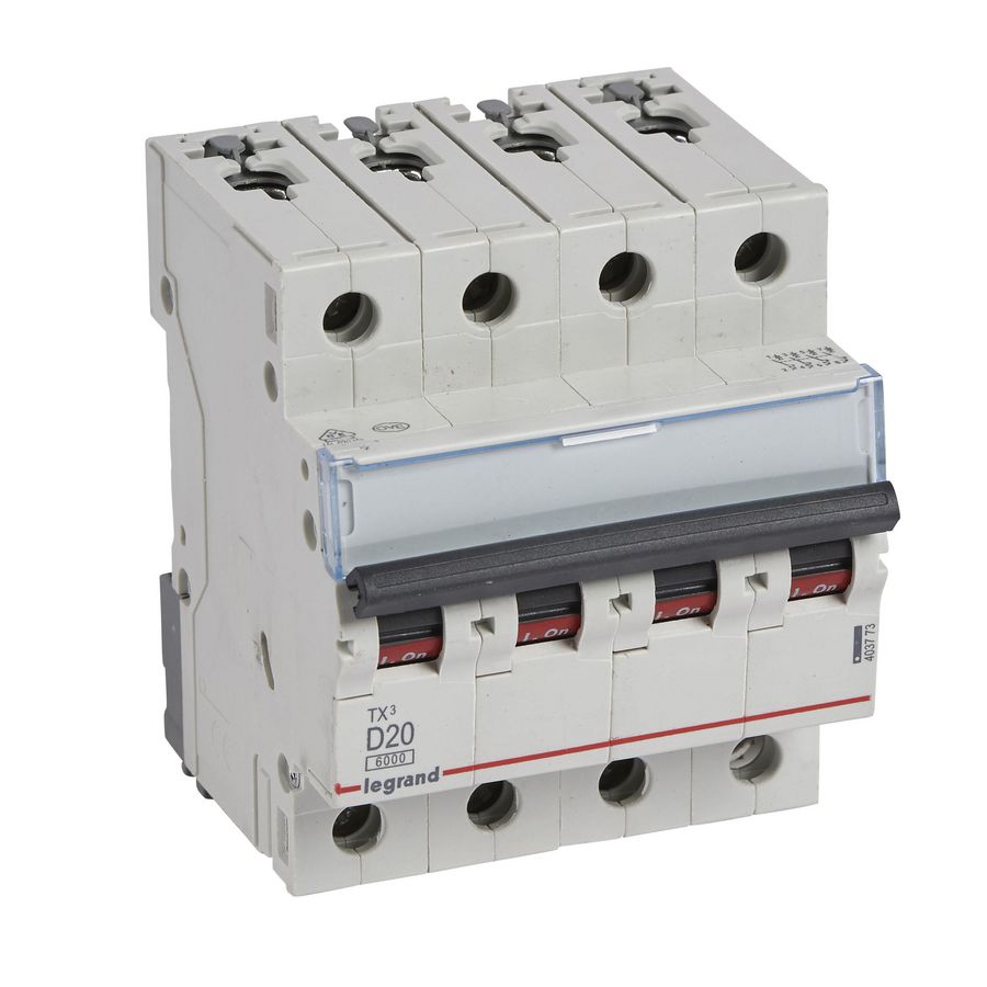 Installatieautomaat MCB TX3 4-polig D-karakteristiek 20A 6000A