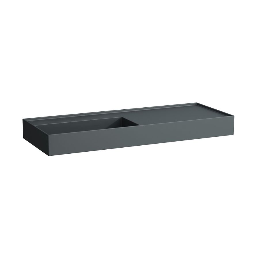 Wastafel afleg rechts met verborgen afvoer Graphite matt