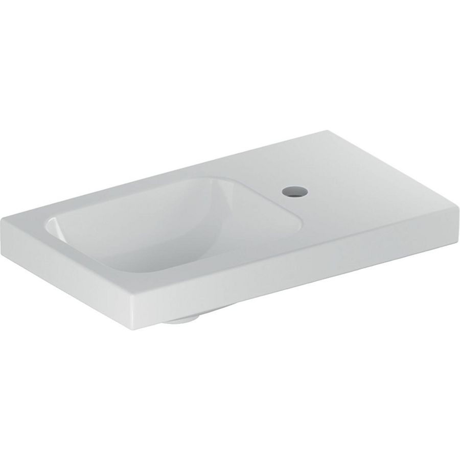 iCon Light fontein 53x31cm met kraangat + aflegvlak links zonder overloop wit Keratect