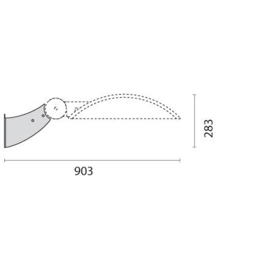 Wandbeugel L=310mm (KYRO+1), in grijs gelakt staal met polye