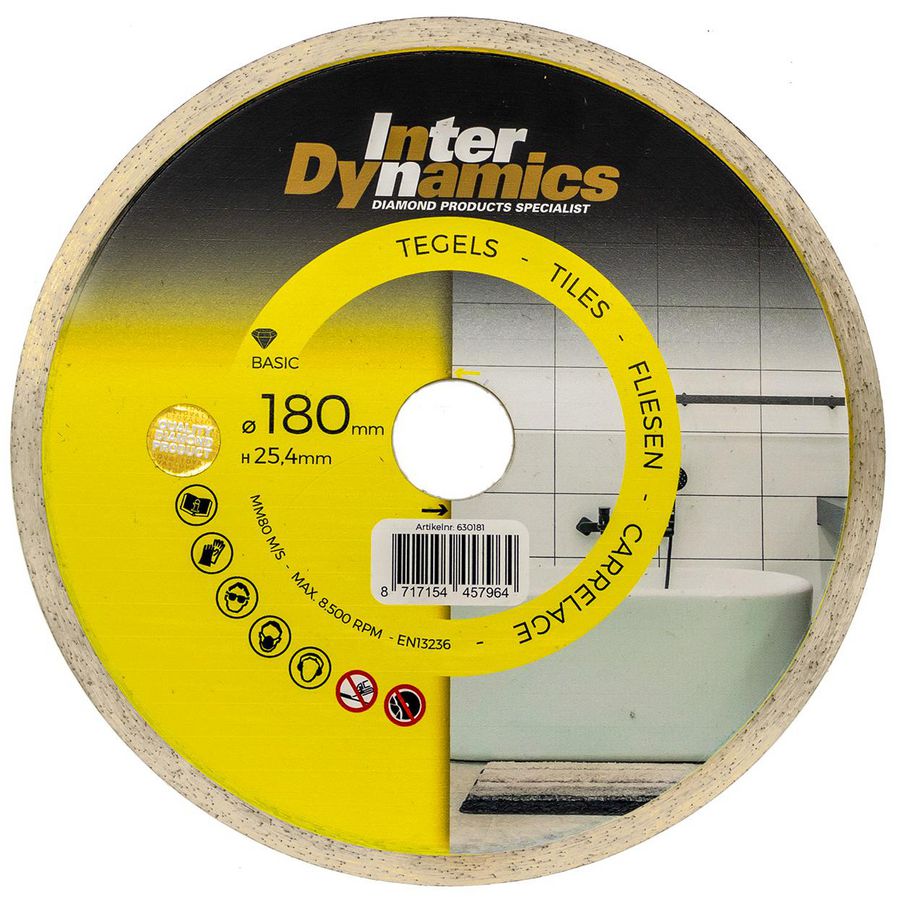 Tegel Basic diamantzaagblad 180mm asgat 25.4mm