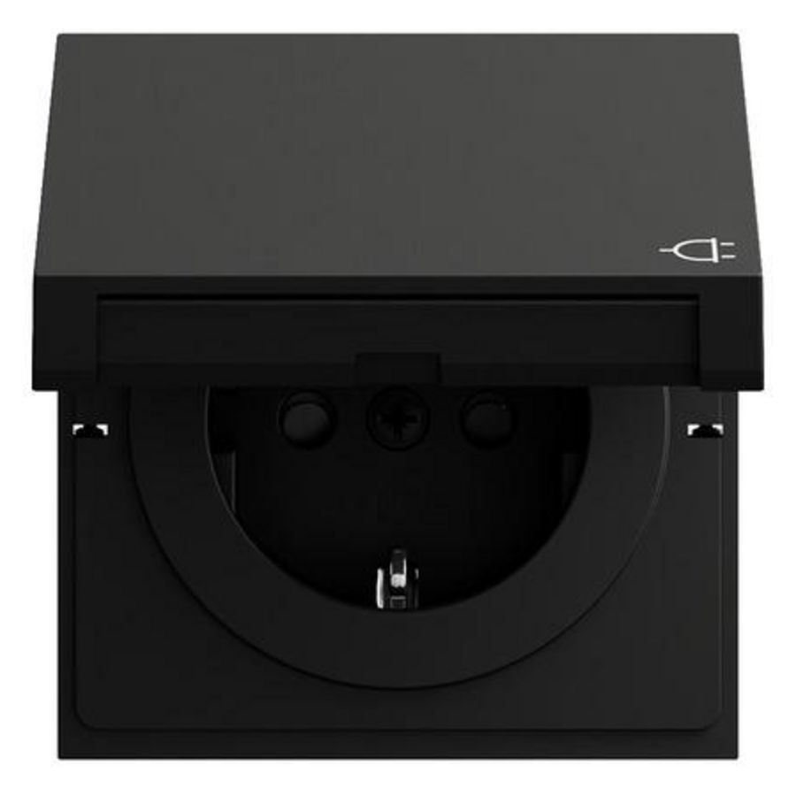 wandcontactdoos met randaarde KD + Safety Plus System 70 zwart m(gel.)