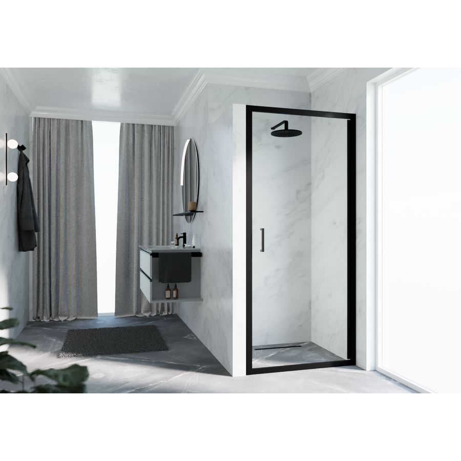 Draaideur Zephyros 2.0 g86 verst.86-92cm helder glas zwart