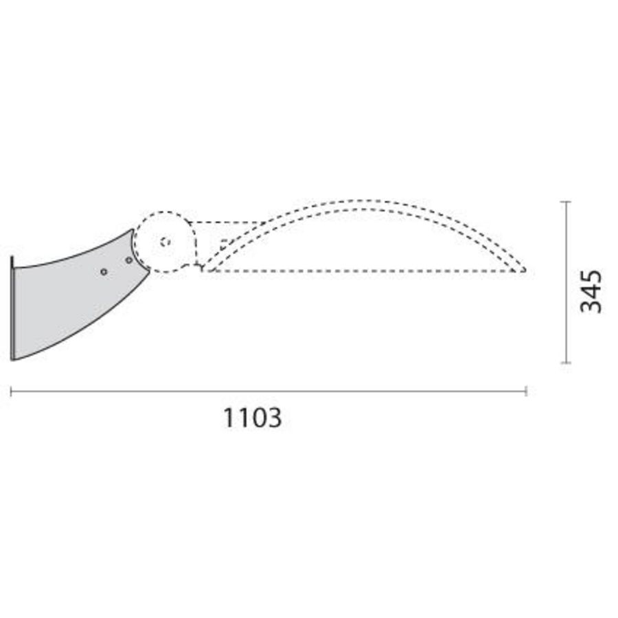 Wandbeugel 370mm (KYRO+2), in grijs gelakt staal met polyest