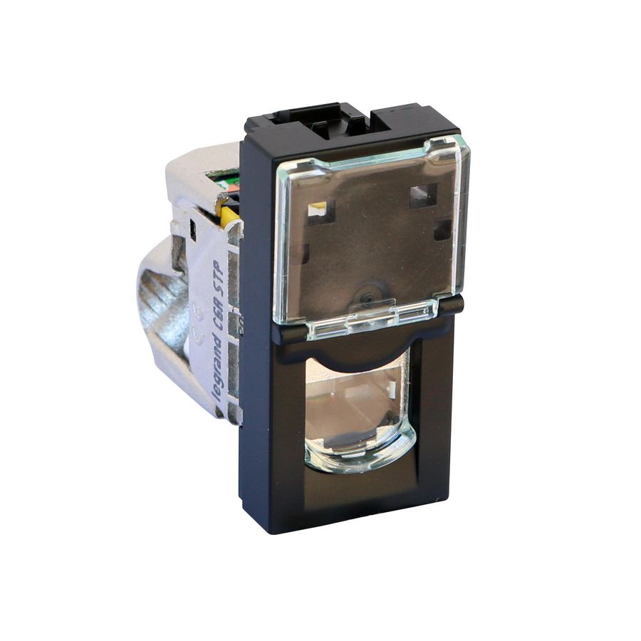 Dataconnector RJ45 Cat. 6A STP 1 module Mos mat zwart