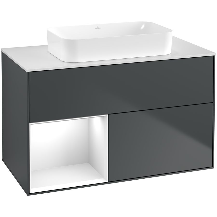 Wastafelonderkast Finion 1000x603x501mm Mid.Blue Matt Lacquer G651GFHG