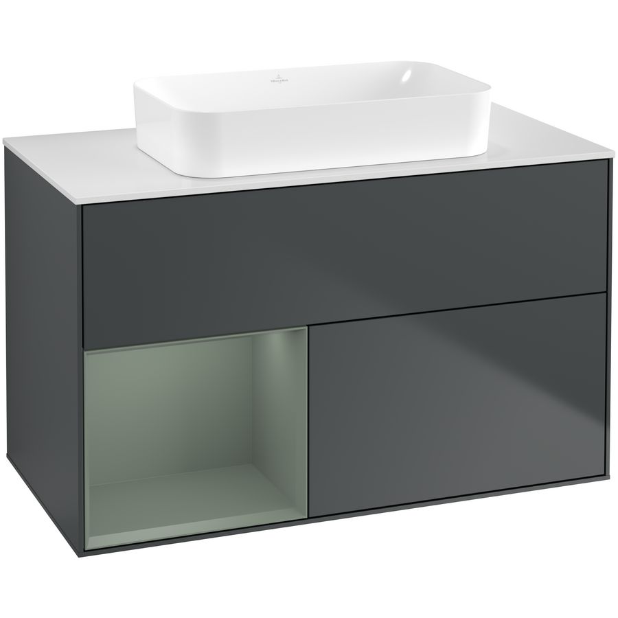 Wastafelonderkast Finion 1000x603x501mm Mid.Blue Matt Lacquer G651GMHG
