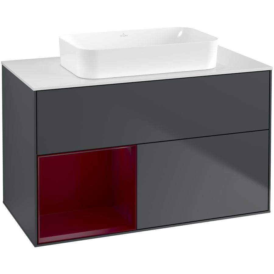 Wastafelonderkast Finion 1000x603x501mm Mid.Blue Matt Lacquer G651HBHG