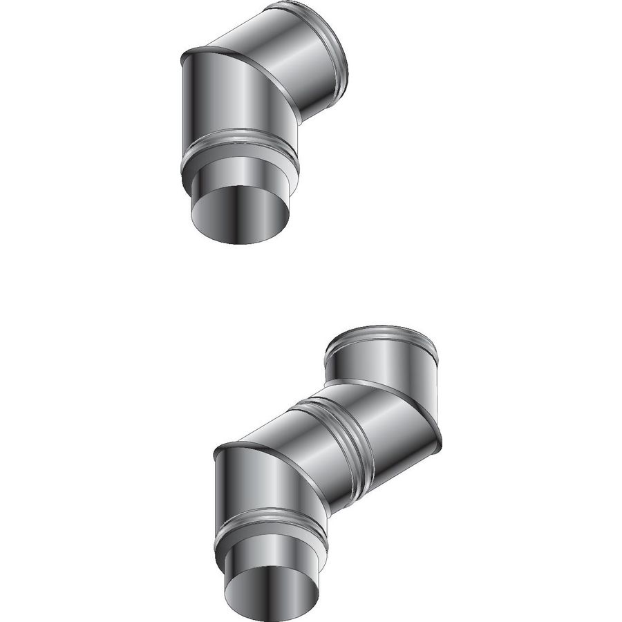Bocht 45° dubbelwandig RVS DP25 80mm Roccheggiani