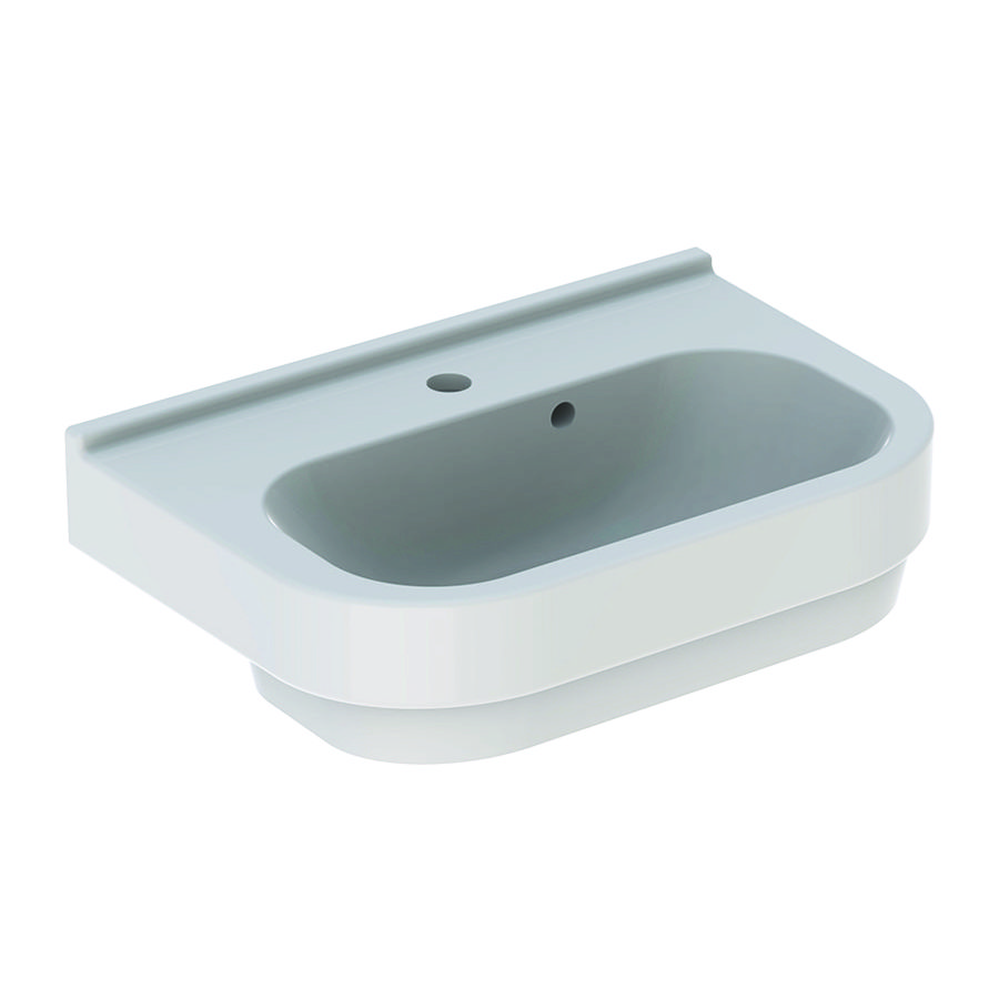 300 Basic wastafel Compact 60x40cm met kraangat + overloop wit Keratect