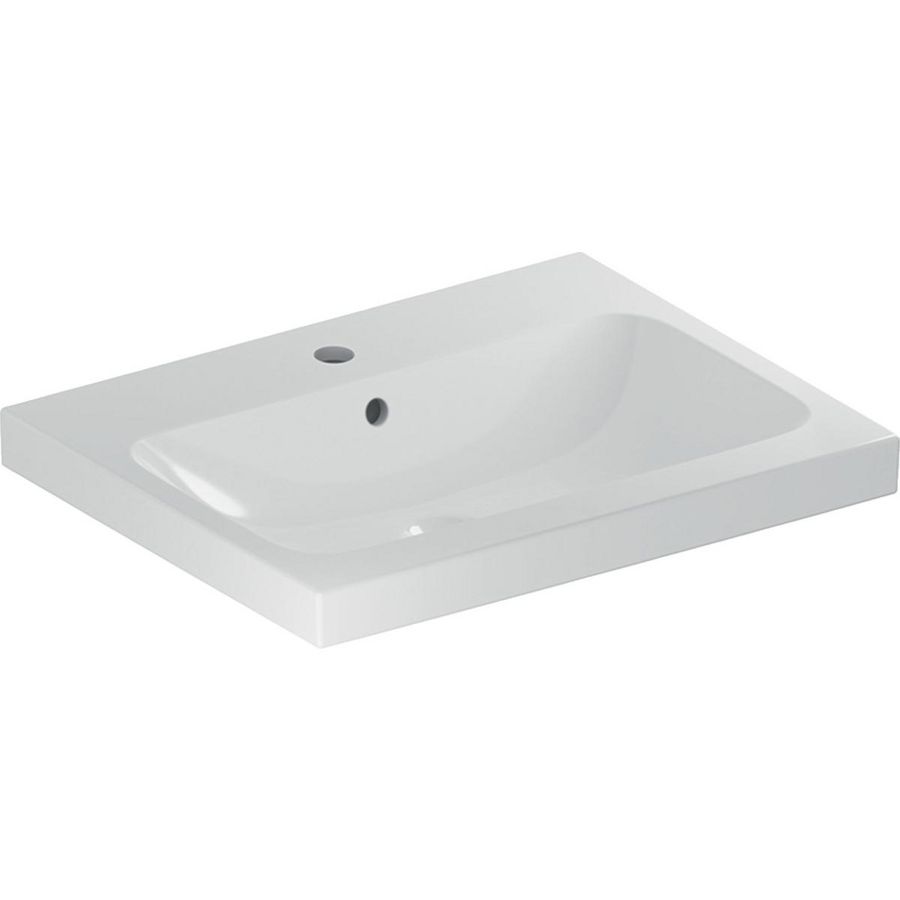 iCon Light wastafel 60x48cm met kraangat + overloop wit