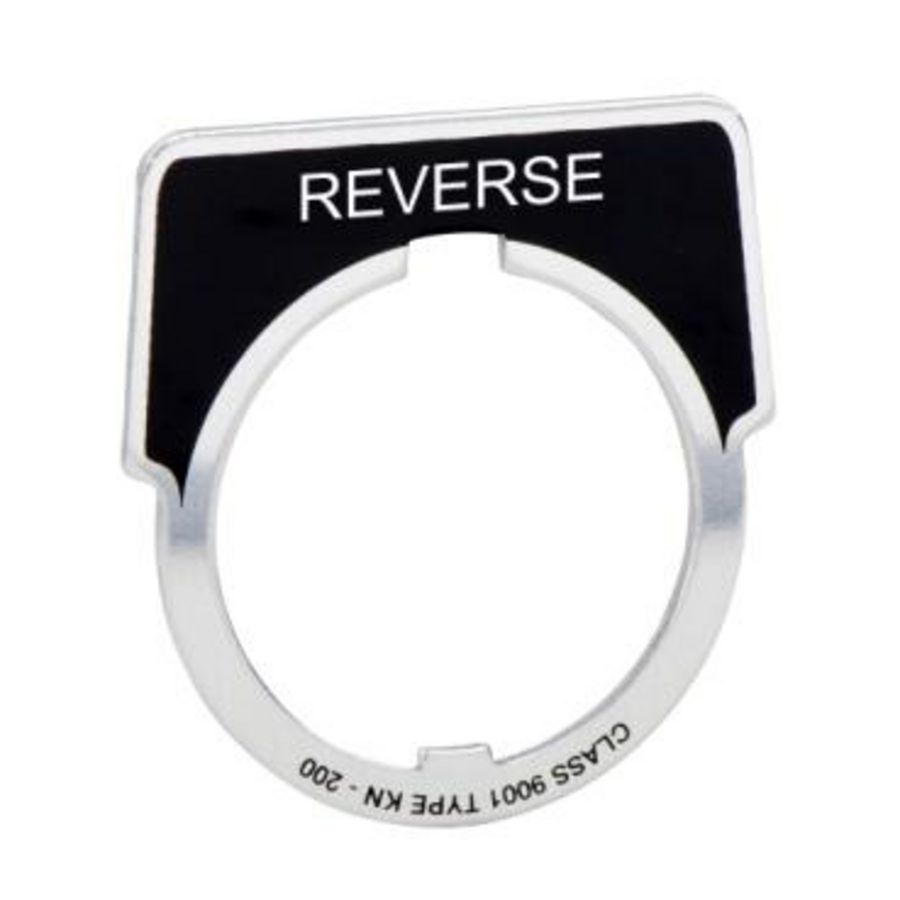 Tekstschild 40x43mm Gat 30mmREVERSE" Zwart Harmony 9001K