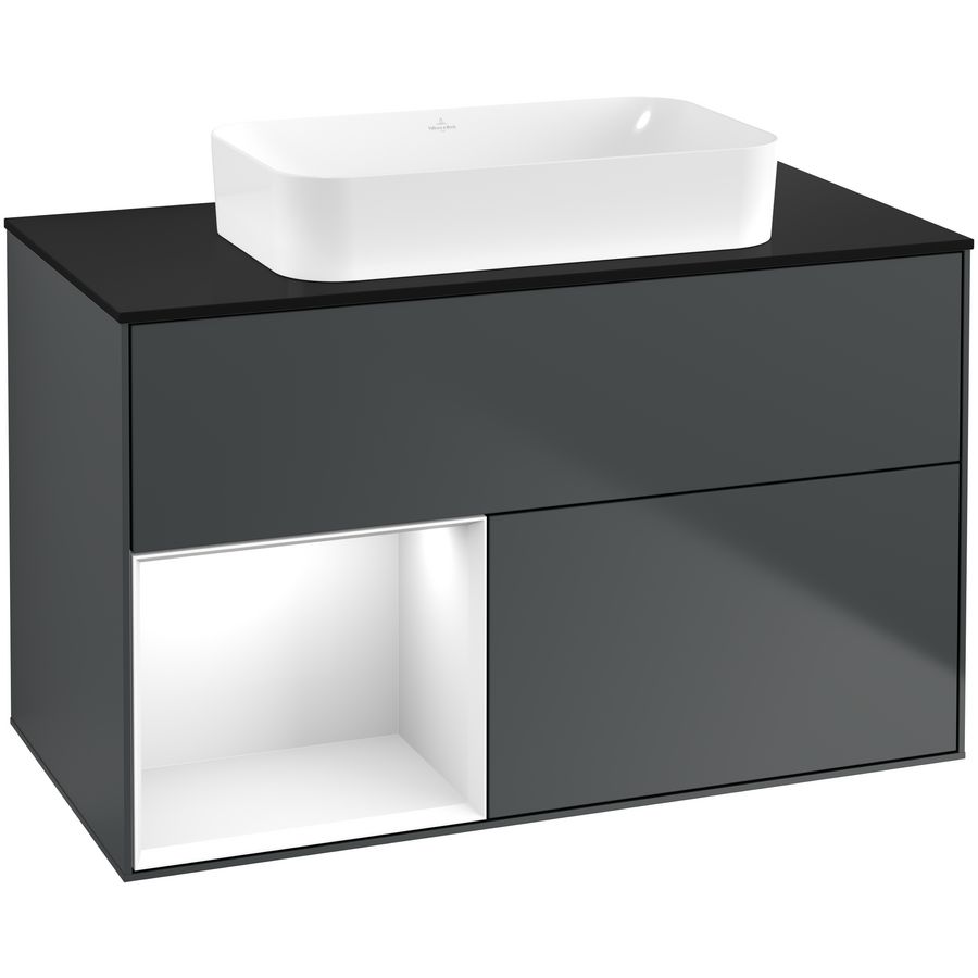 Wastafelonderkast Finion 1000x603x501mm Mid.Blue Matt Lacquer G652GFHG
