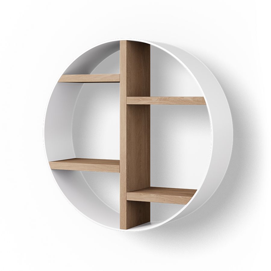 Wooden opbergbox rond 500mm old grey wit