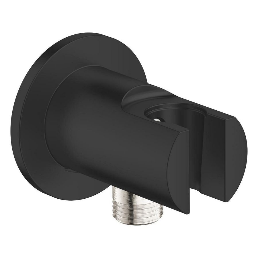 Vitalio Universal wandaansluitbocht M/houder matte black (mat zwart)