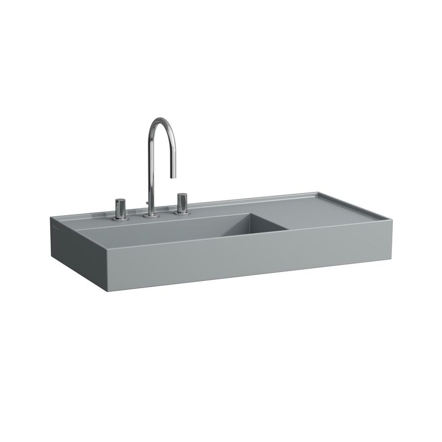 Wastafel met afleg rechts met verborgen afvoer Grap. matt H8103387581111