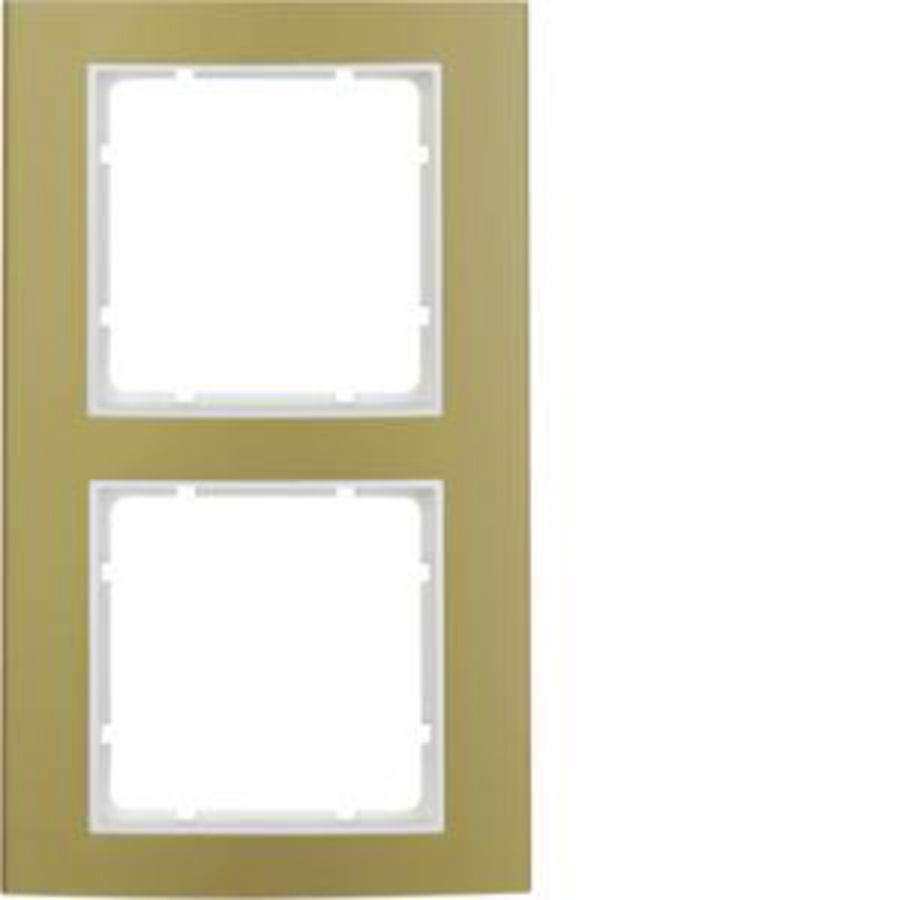 Afdekraam 2-v berker B.3 aluminium goud/polarwit mat