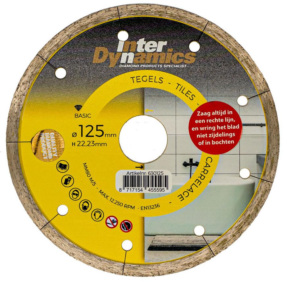 Tegel Basic diamantzaagblad 125mm asgat 22.23mm