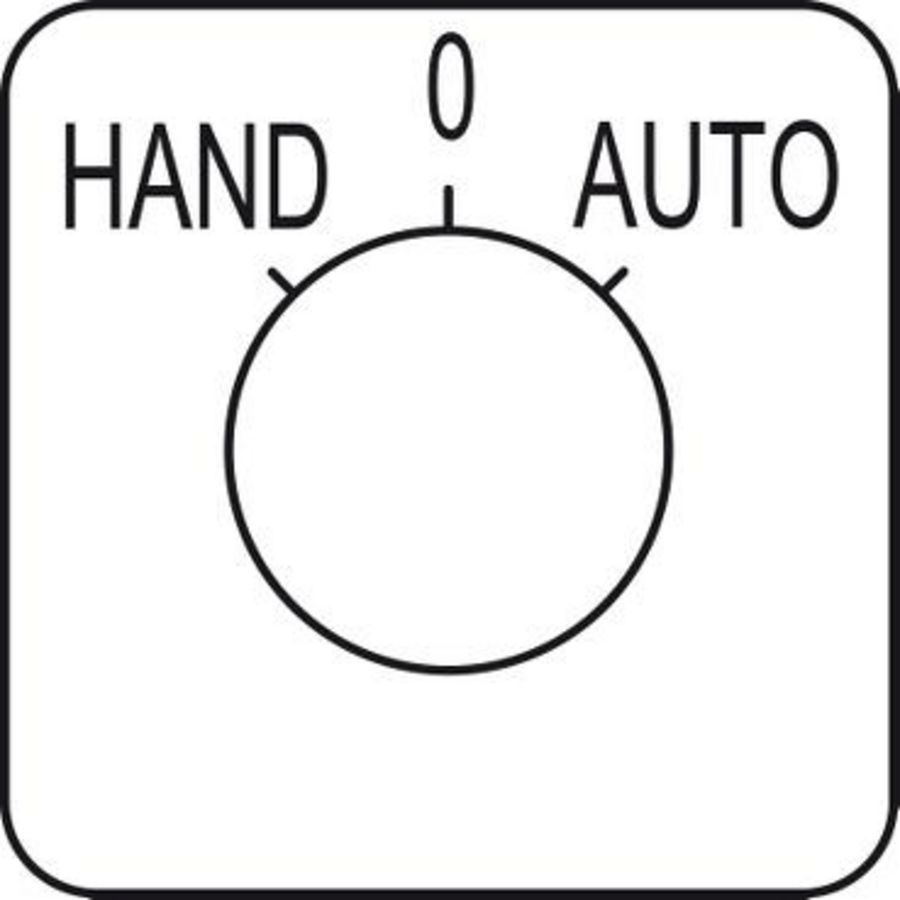 Etiket nokkenschakelaar HAND-O-AUTO 45x45mm Harmony K1/K2