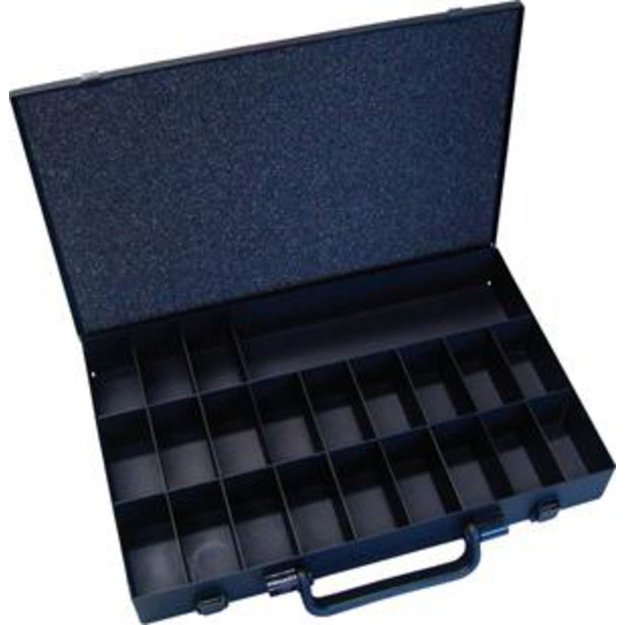 Metalen koffer leeg 22-vaks 50x370x235mm met handgreep