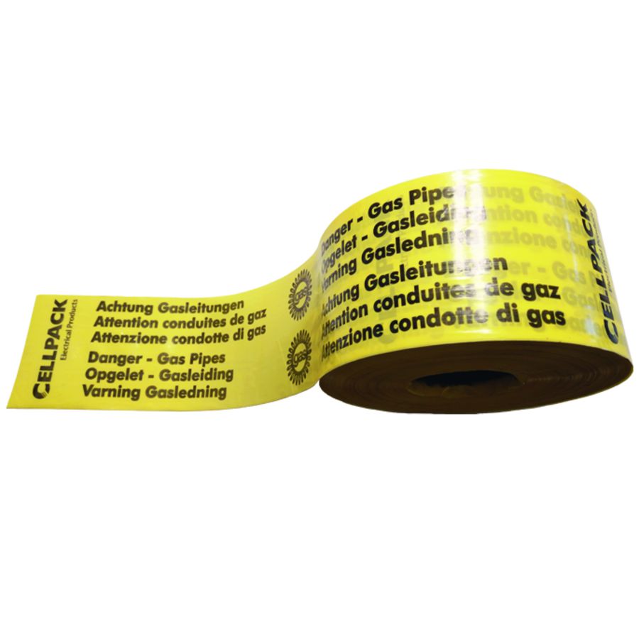 Lengte a 250m. Waarschuwingsband 26 tekst Opgelet-Gasleiding