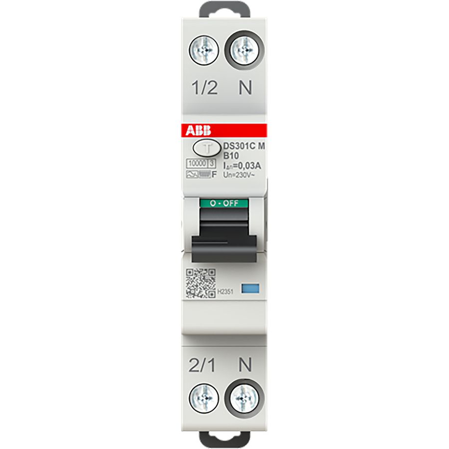 Aardlekautomaat DS301CM B10 F30 Compact DS301CM 1P+N 10A B 30mA F 6kA