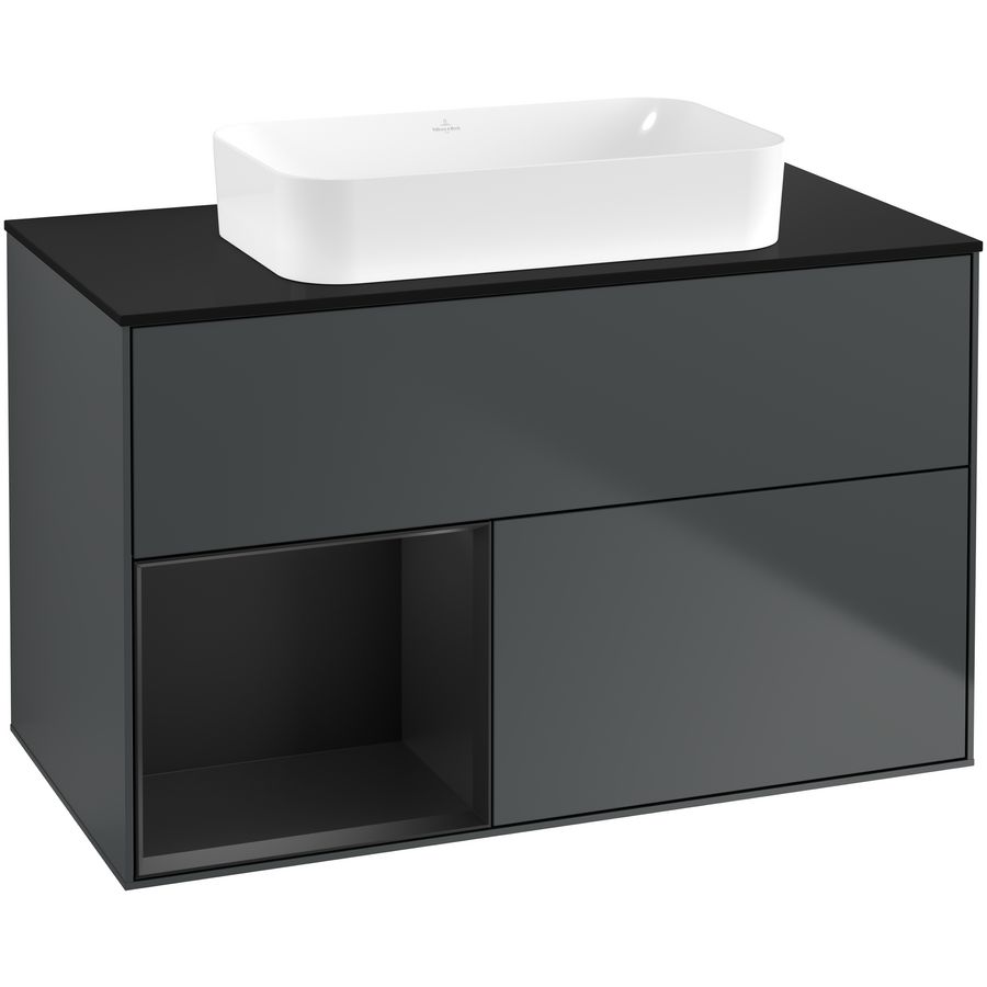 Wastafelonderkast Finion 1000x603x501mm Mid.Blue Matt Lacquer G652PDHG