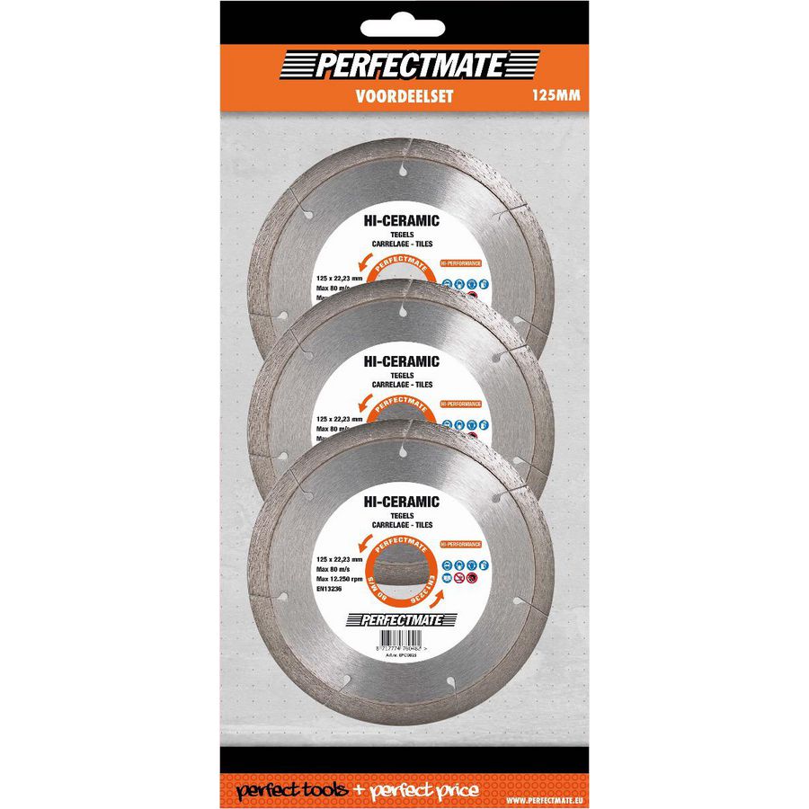 Set a 3st. Hi-Ceramic 3-in-1 voordeelset 125mm asgat 22.23mm