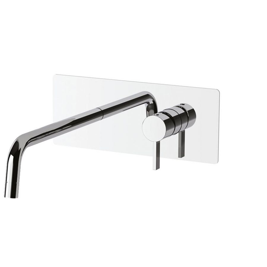 Inbouw wastafelkraan+uitloop 248mm muurplaat 250x100