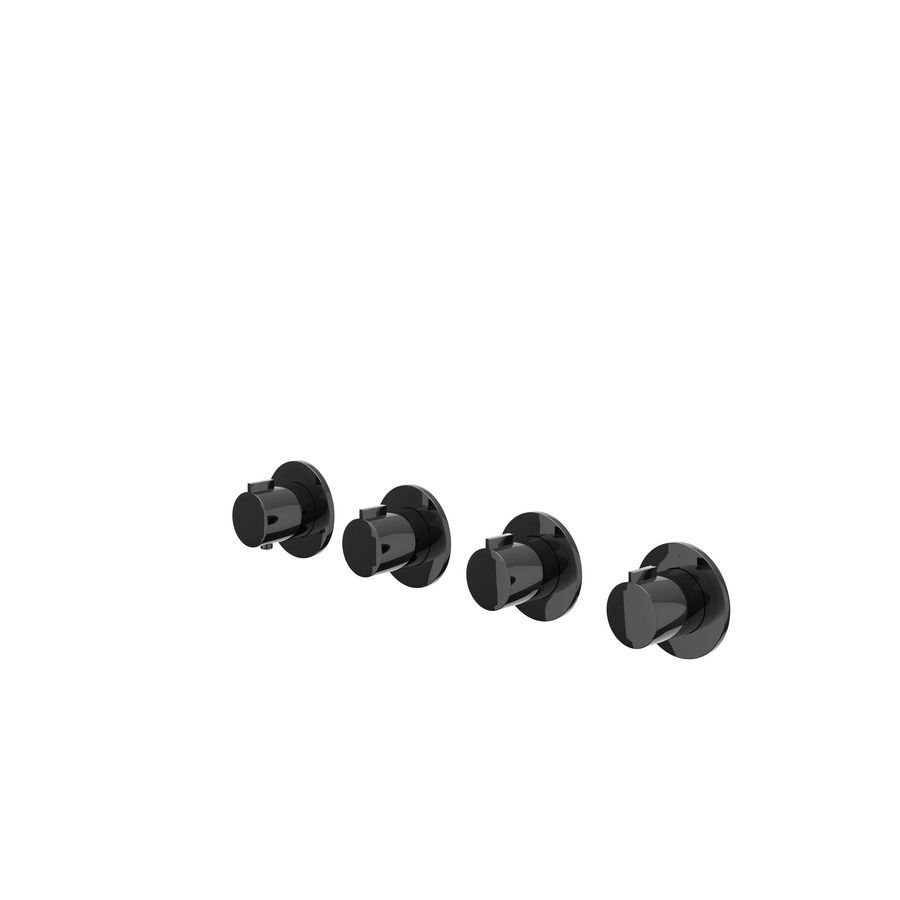 Afbouwdeel inbouwthermostaat PACT 3 stopkraan ronde rozet zwart chroom