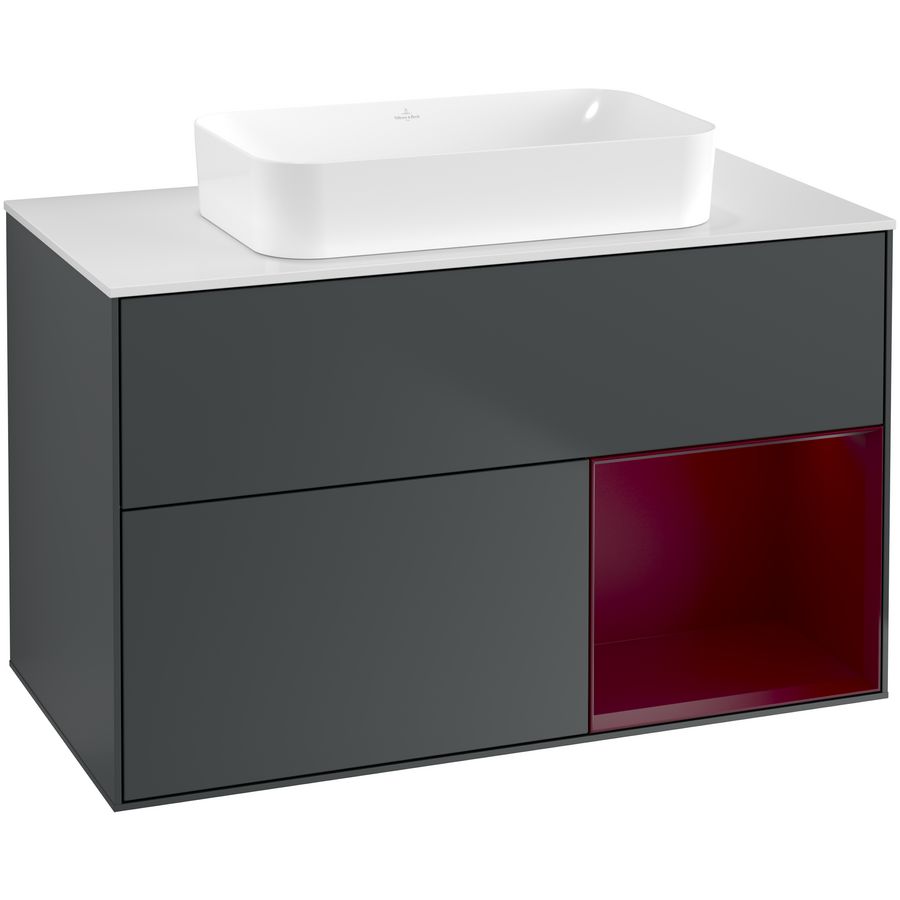 Wastafelonderkast Finion 1000x603x501mm Mid.Blue Matt Lacquer G661HBHG