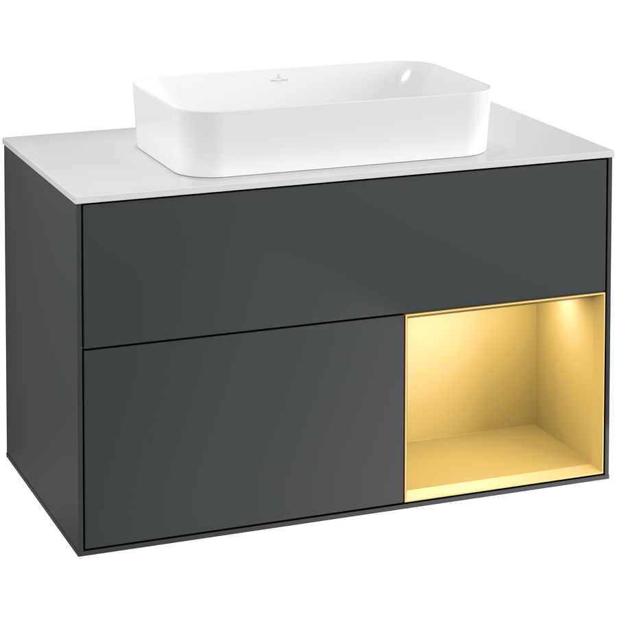 Wastafelonderkast Finion 1000x603x501mm Mid.Blue Matt Lacquer G661HFHG