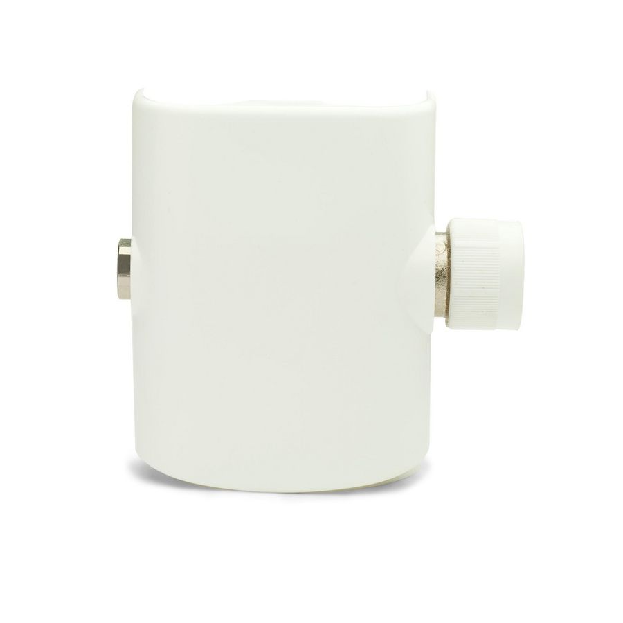 Ventielset haaks (muuraansluiting) met gebogen afdekkap RAL9016