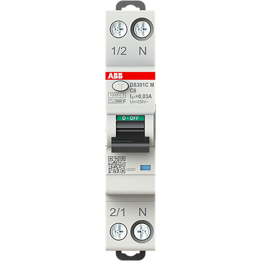Aardlekautomaat DS301CM C6 F30 Compact DS301CM 1P+N 6A C 30mA F 6kA