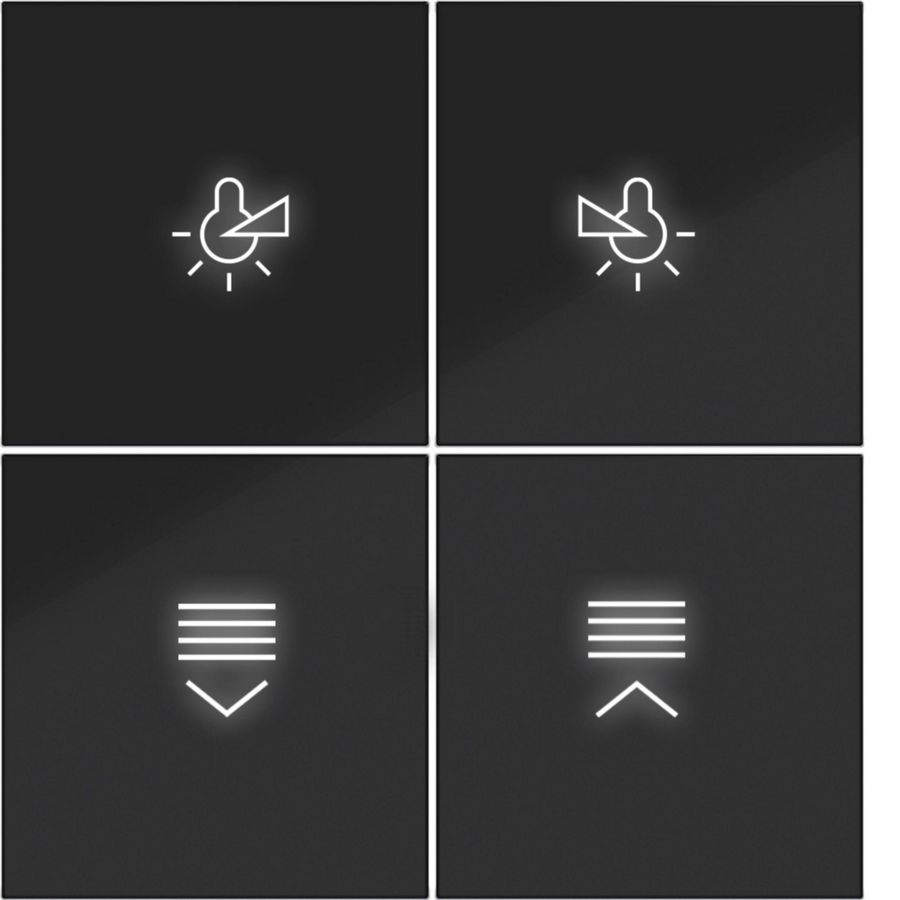 Afdekking KNX taster 4-v. met achtergrondverl. A.x/C.x zwart