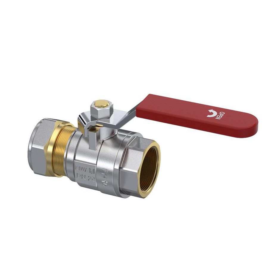 kogelkraan S28 22mm knelx3/4"bn. DN20 vernikkeld VVE=36