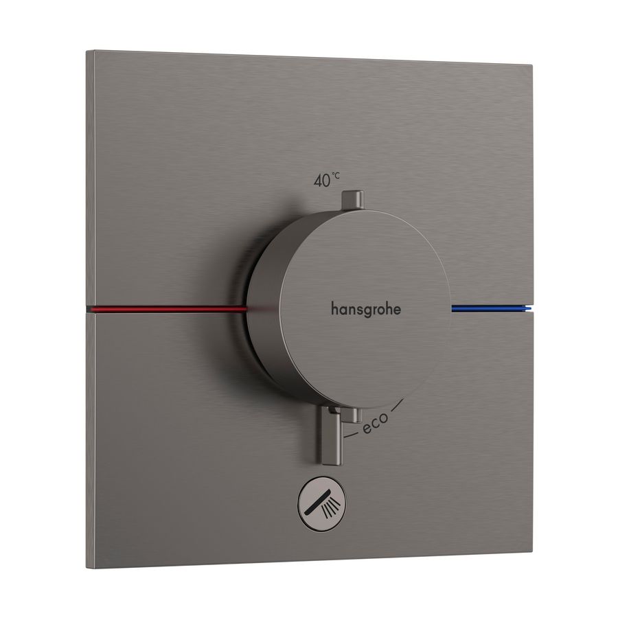 Comfort E thermostaat afbouwdeel tbv inbouw voor 1 functie en extra uitgang Brushed Black Chrome