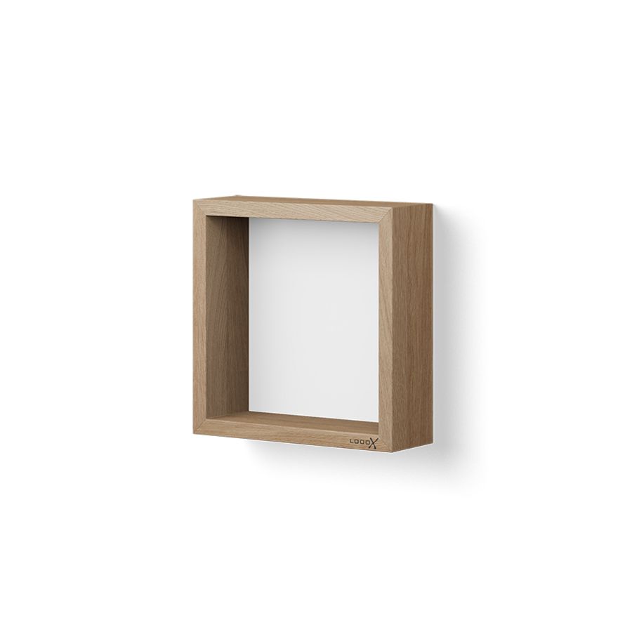 Opbergbox Wooden 300x300mm mass.eiken old grey achterplaat mat wit