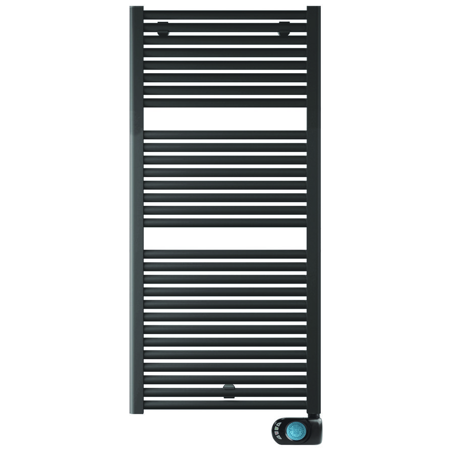 Elektr. badkamerradiator E-Comfort CLAUDIA (1195mm) 1200x400mm 600W mat zwart incl. EcoDesign thermostaat